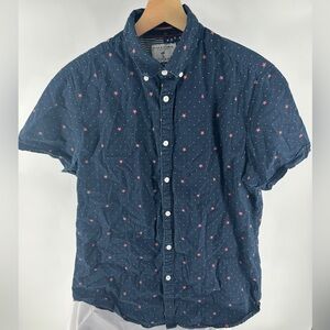Denim and flower star and dot short sleeve shirt